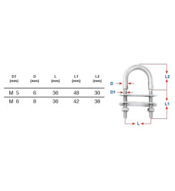 Cavallotto a "U" M6 inox